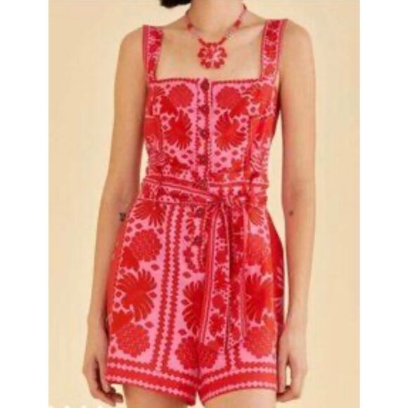 FARM Rio Red and Pink Floral Jumpsuit - Picture 12 of 14